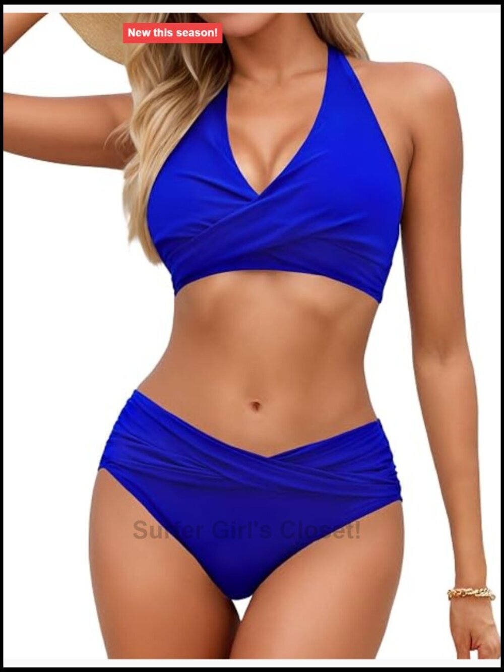 Women's Twist Front Bikini Set Halter V-Neck Push Up Swimwear Two Piece Bathing